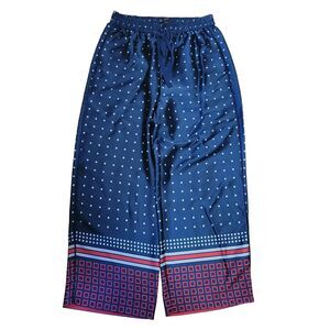 J. Crew X Ratti Italian Twill Navy Red Geometric Wide Leg Pants 6 Art Deco